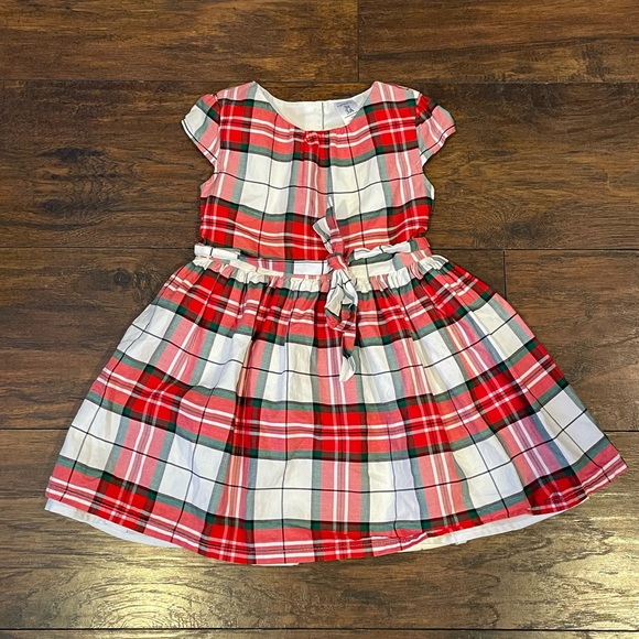 NWOT Carter’s Red, Green, & White Plaid Cap Sleeve Fit & Flare Dress, Size 3T - Picture 2 of 4